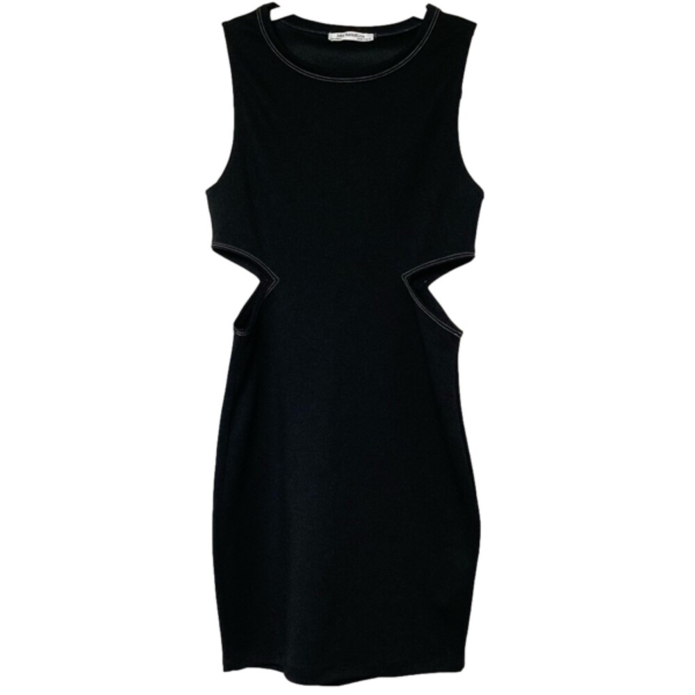 Zara Trafaluc Cut Out Mini Dress Minimalist Scoop Neck Sleeveless Rom-Com Dress